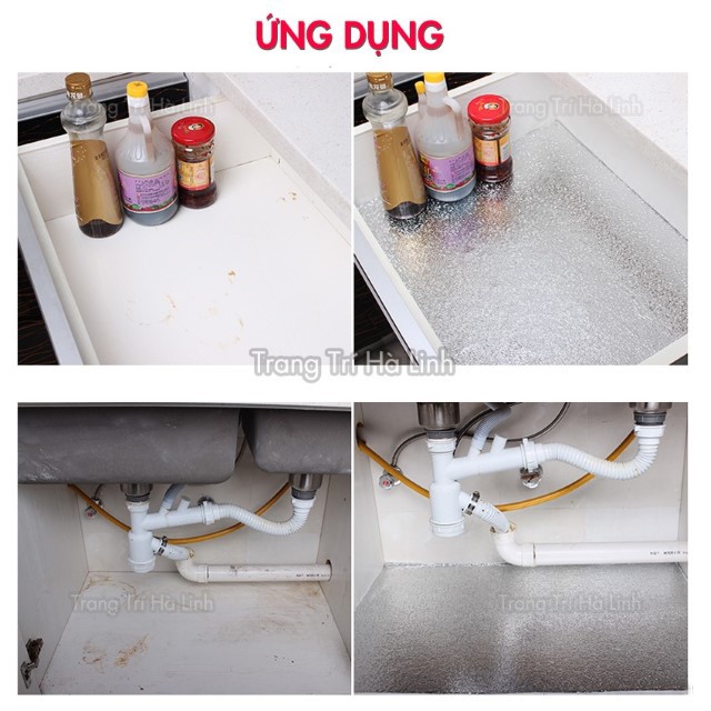 Giấy bạc dán tường nhà bếp , cuộn decal bạc cách nhiệt chống thấm bền đẹp