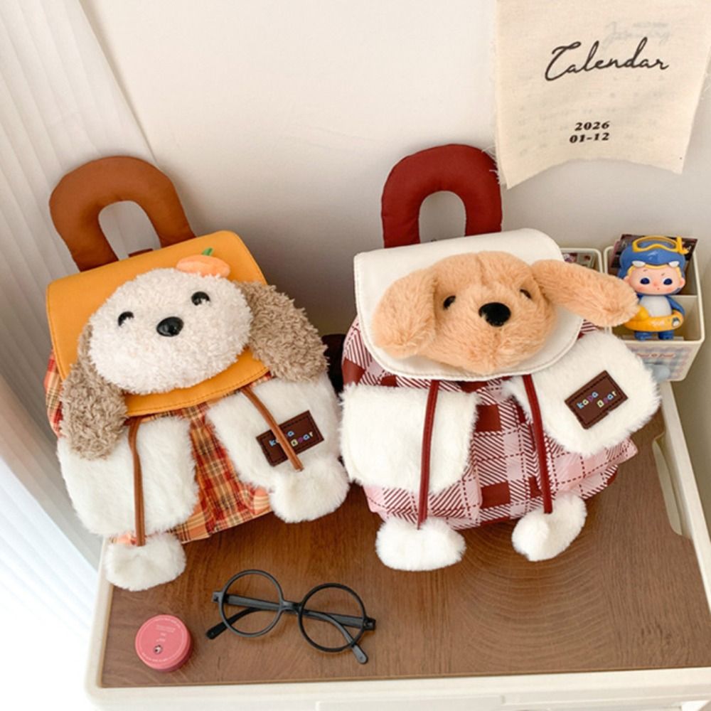 Cute%20Cartoon%20Plush%20Dog%20Backpack%20Kawaii%20Checkered%20Pattern%20Handbag%20Lightweight%20School%20Bag%20Girls%20-%20Image%204