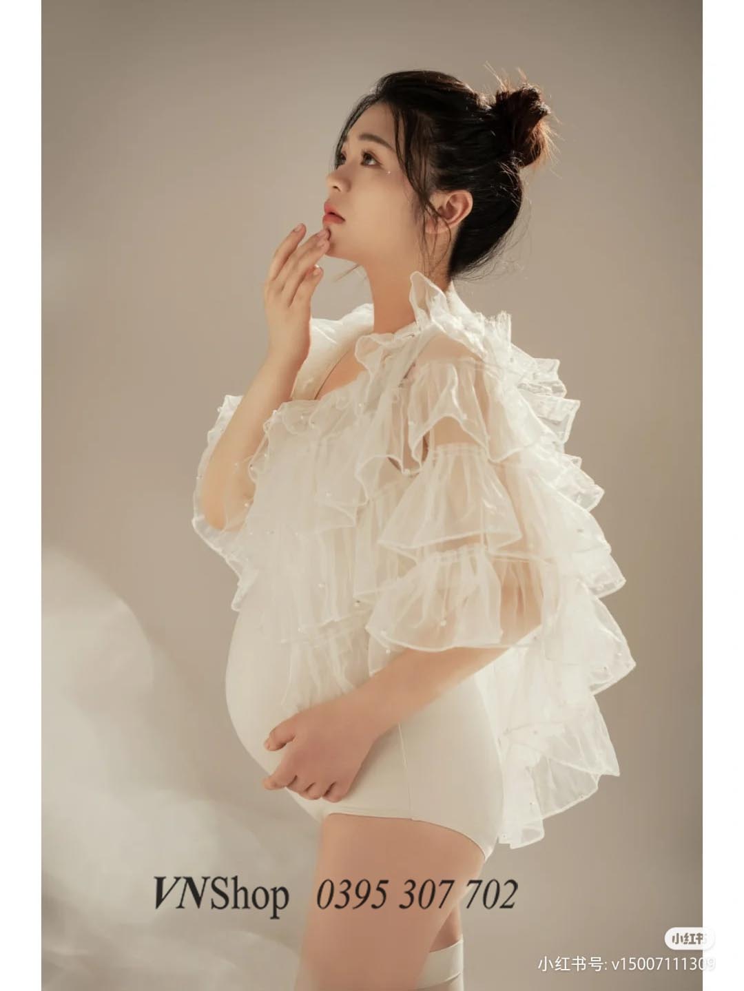 #077M- Đầm bầu chụp ảnh nghệ thuật studio tinh nghịch