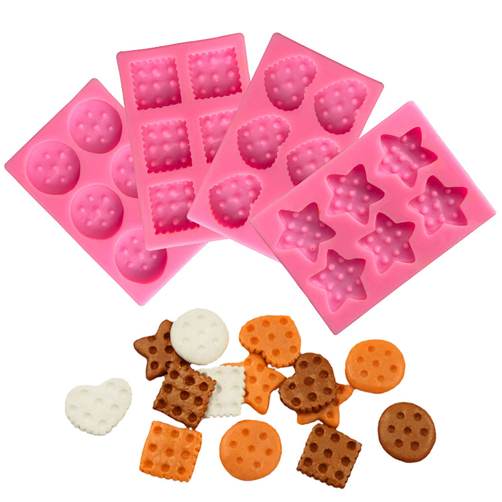Terylin Star Shape Cookie Mold Square Cookie Mold Silicone Cookie Mold Set Easy Release Baking Molds for Fondant Cake Chocolate Candy and More Kitchen Supplies for Creative Treats Round Square Star
