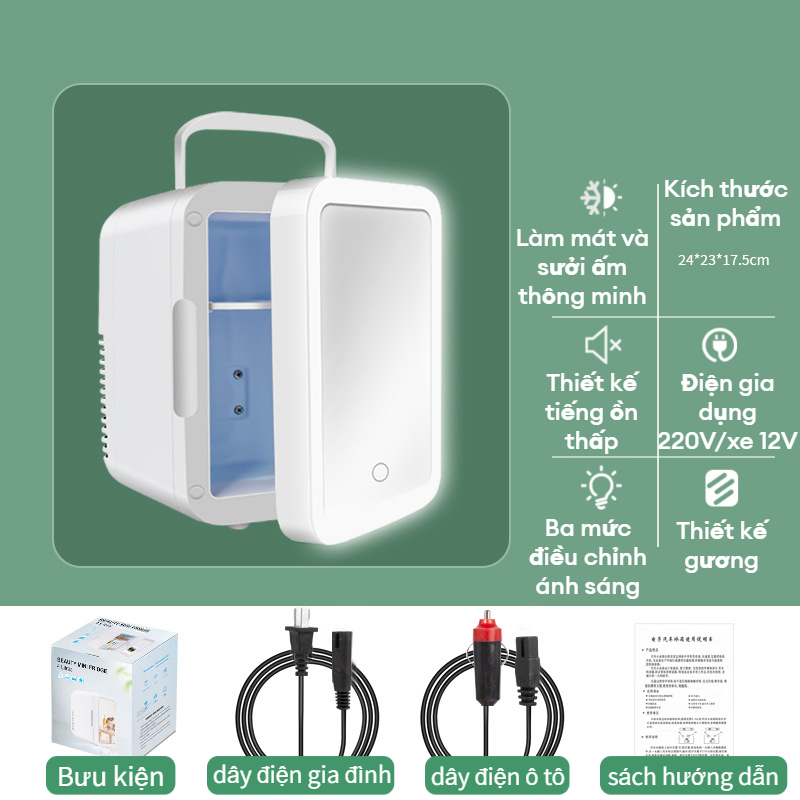 Tủ lạnh mini đựng mỹ phẩm, tủ để ô tô dung tích lớn 4 lít, tiết kiệm điện làm lạnh nhanh