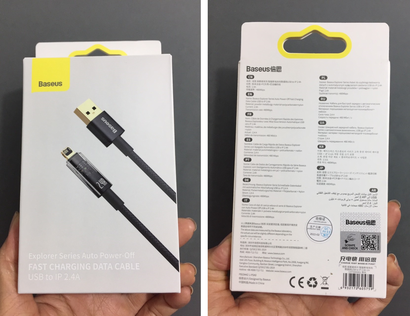 Cáp sạc iPhone 2.4A tự ngắt khi đầy Baseus Explorer Series