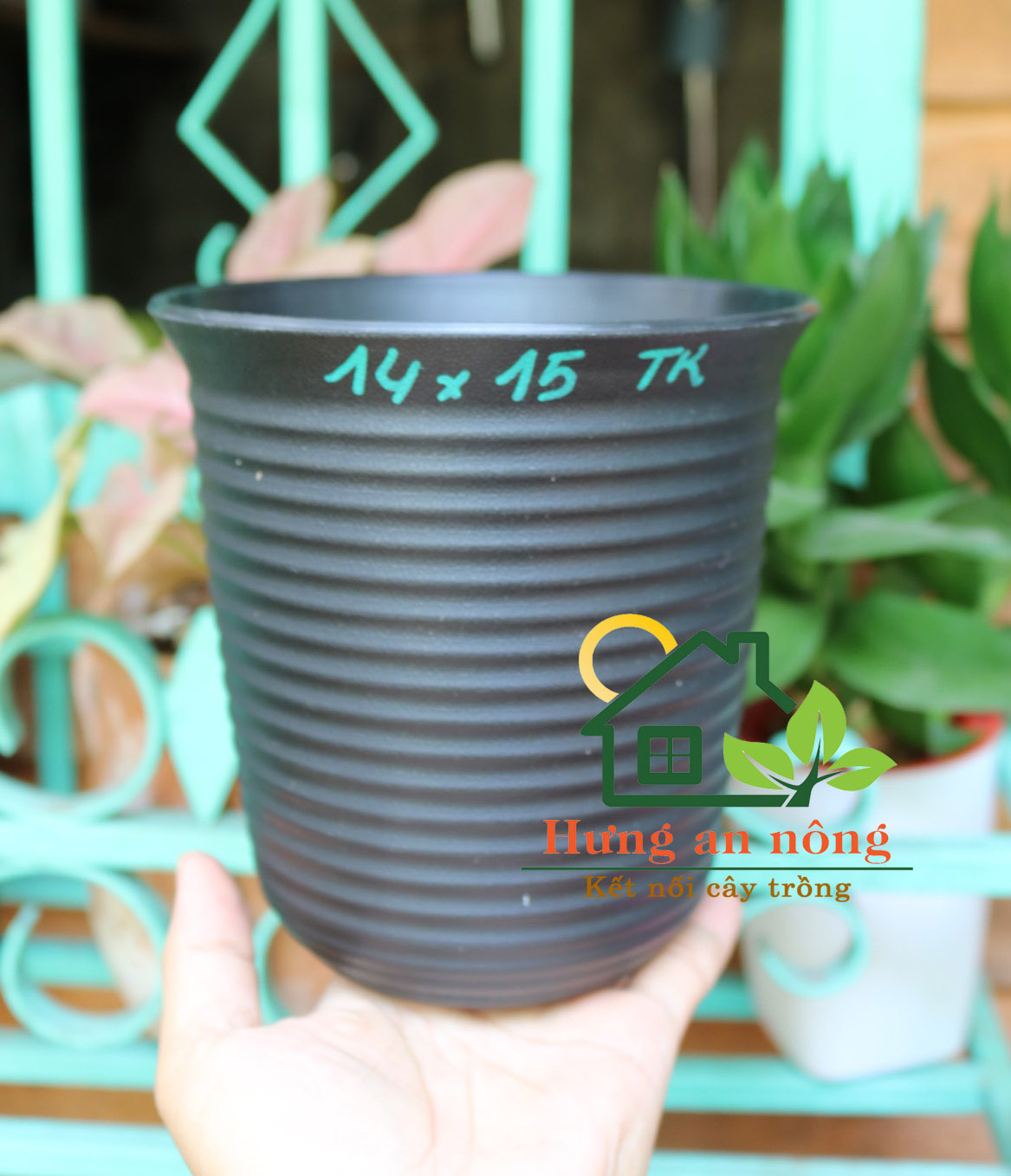 1 - Chậu tròn khía màu đen nhựa PP cao cấp độ dầy gần 4 ly- chuyên trồng cây kiểng sen đá xương rồng