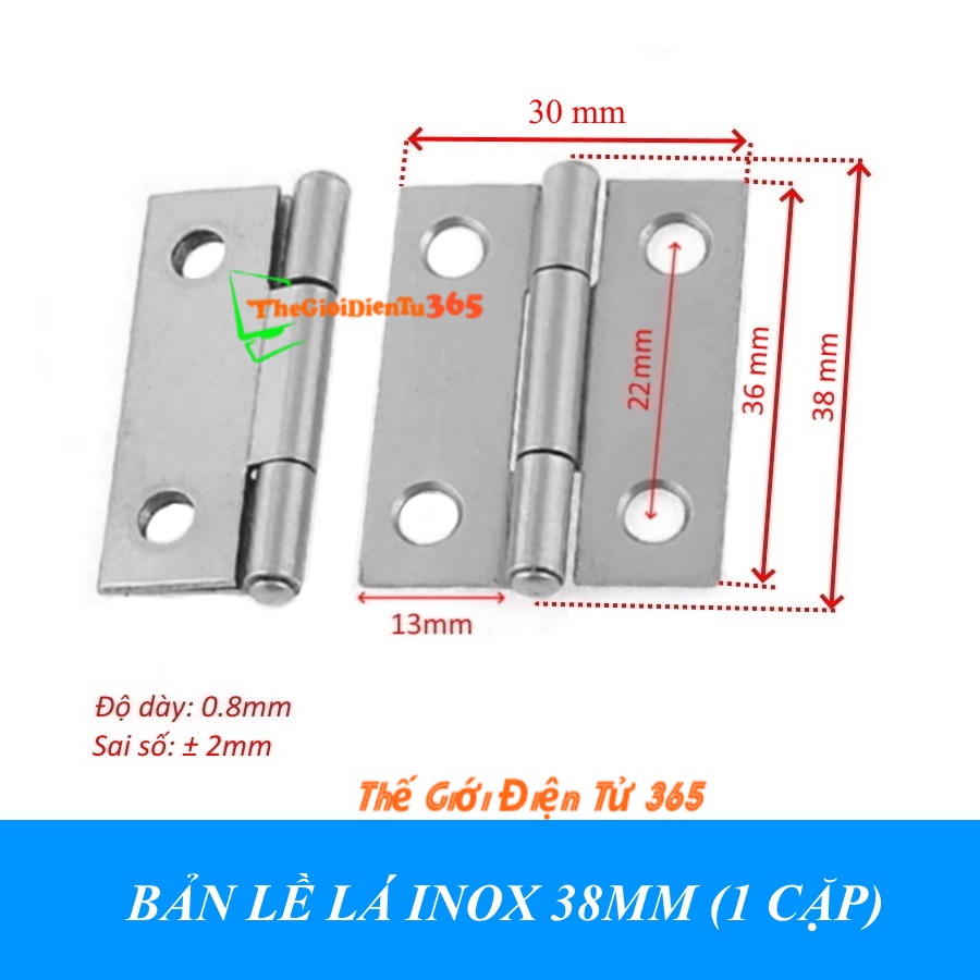BẢN LỀ LÁ INOX 38MM (5 CẶP)