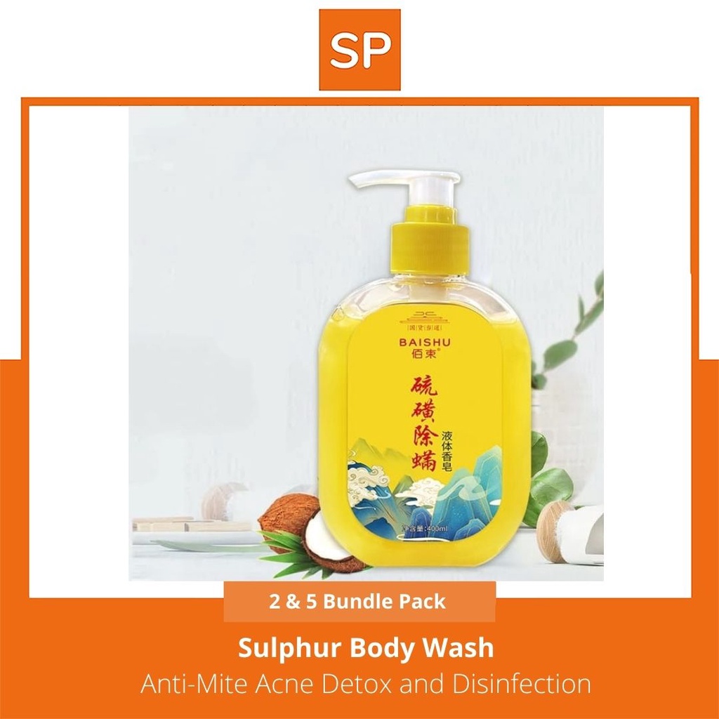 Sulphur Sulfur Liquid Soap Body Wash (400ml / bottle) for AntiMite
