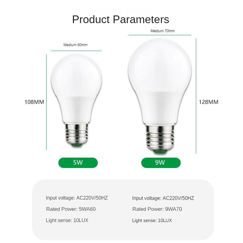 E27 LED Light Bulb 5W 9W Smart Automatic Light Emergency Lamp LED Radar Sensor Bulb Sensor for Indoor with Outdoor
