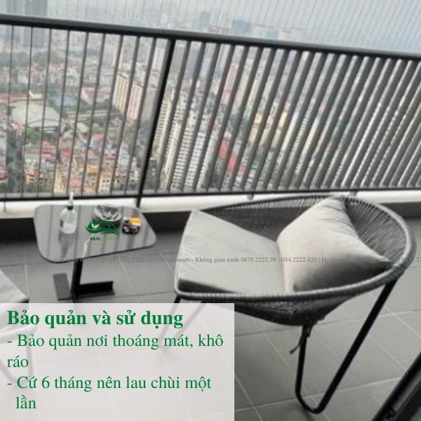 Ghế mây nhựa HEALHOMES chân vuông cao cấp dùng trang trí ban công sân vườn quán cafe