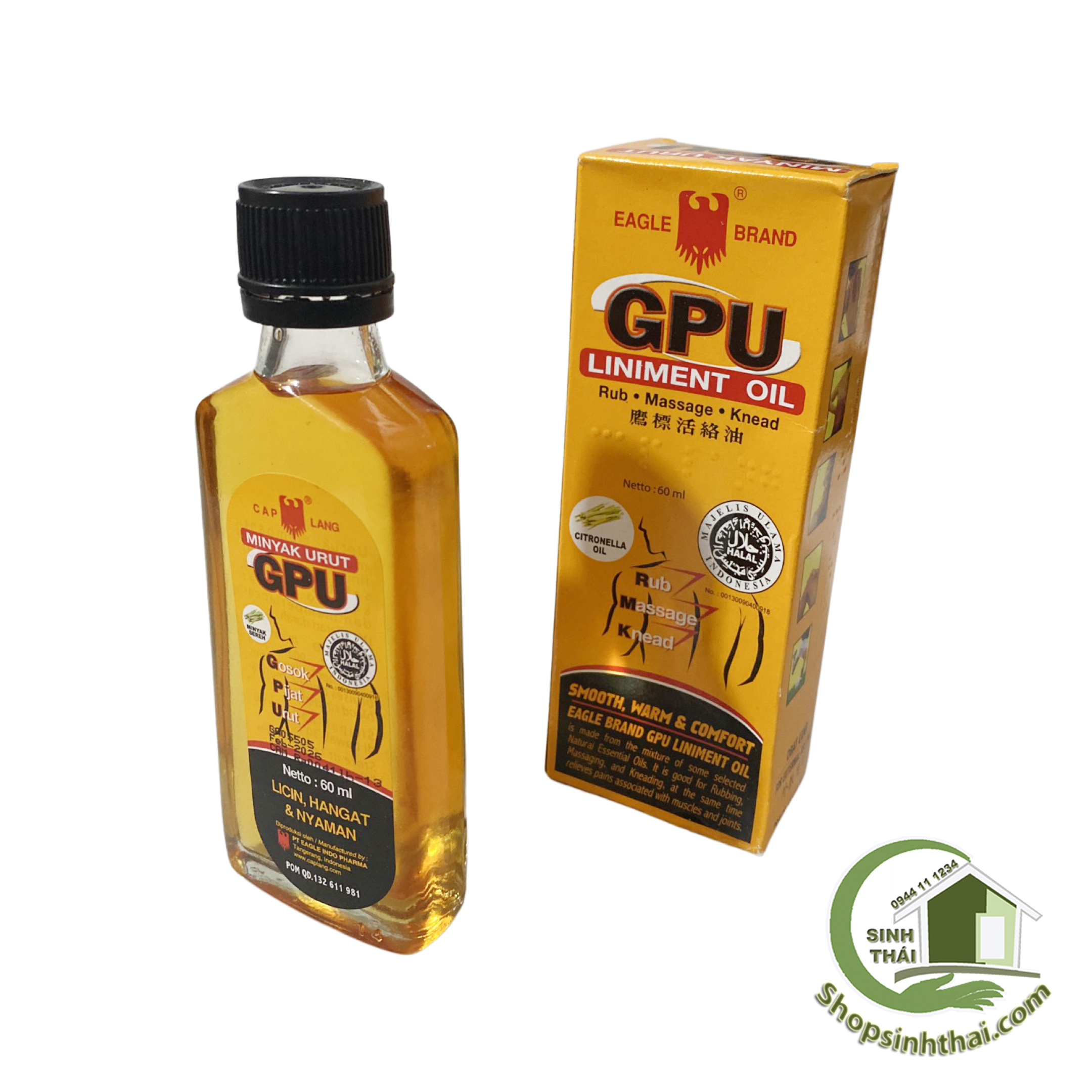 Dầu xoa bóp GPU 60ml - Dầu gừng Indonesia