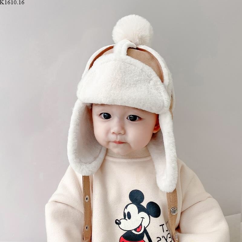 Nón dạ lót lông cho bé gái bé trai