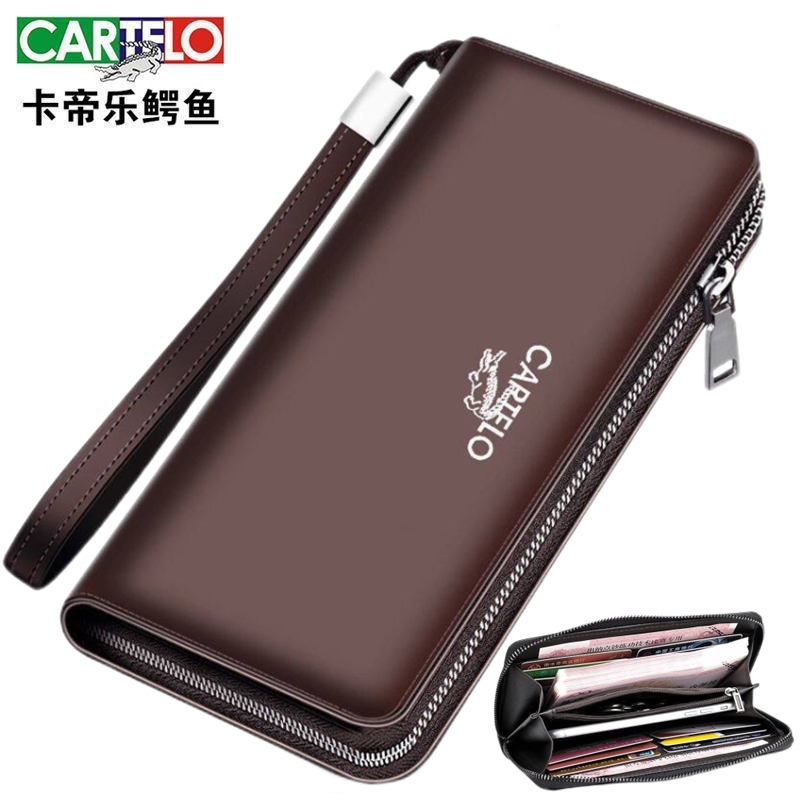 CARTELO Men's Wallet Clutch Men's Single Zip Long Wallet Wallet Man