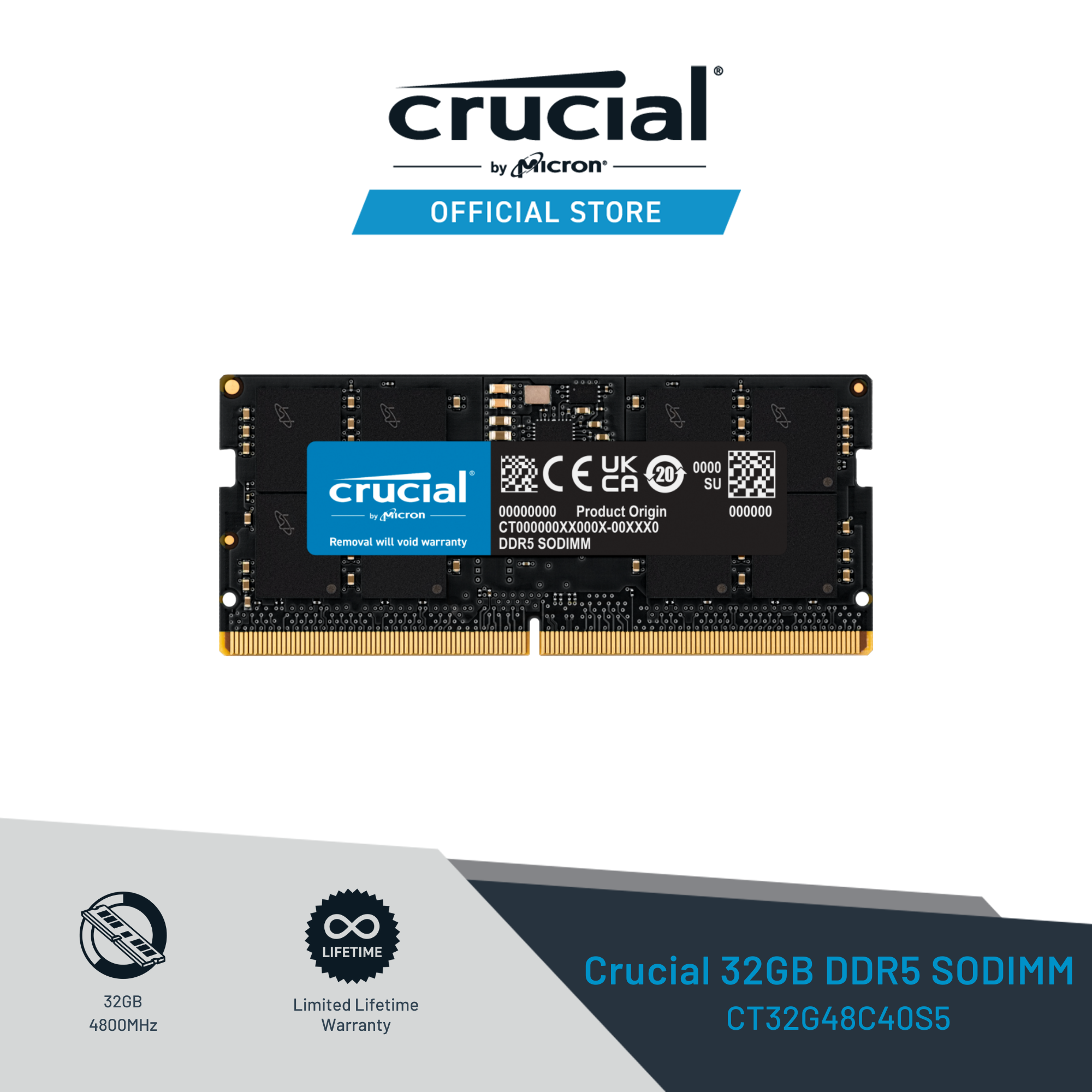 Crucial 32GB DDR5-4800 SODIMM, CT32G48C40S5