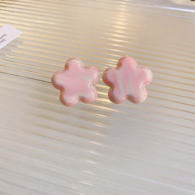 银针粉色系滴油爱心花朵蝴蝶结耳环时尚甜美少女耳钉小众百搭耳饰