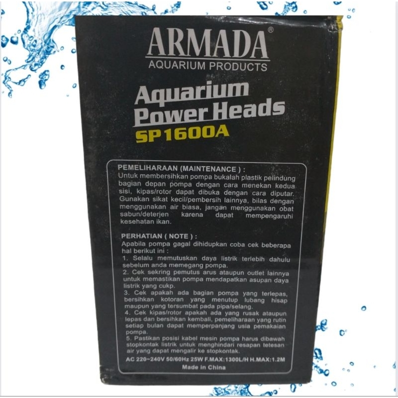 ARMADA SP 1600A Pompa Aquarium kolam kecil Hidroponik
