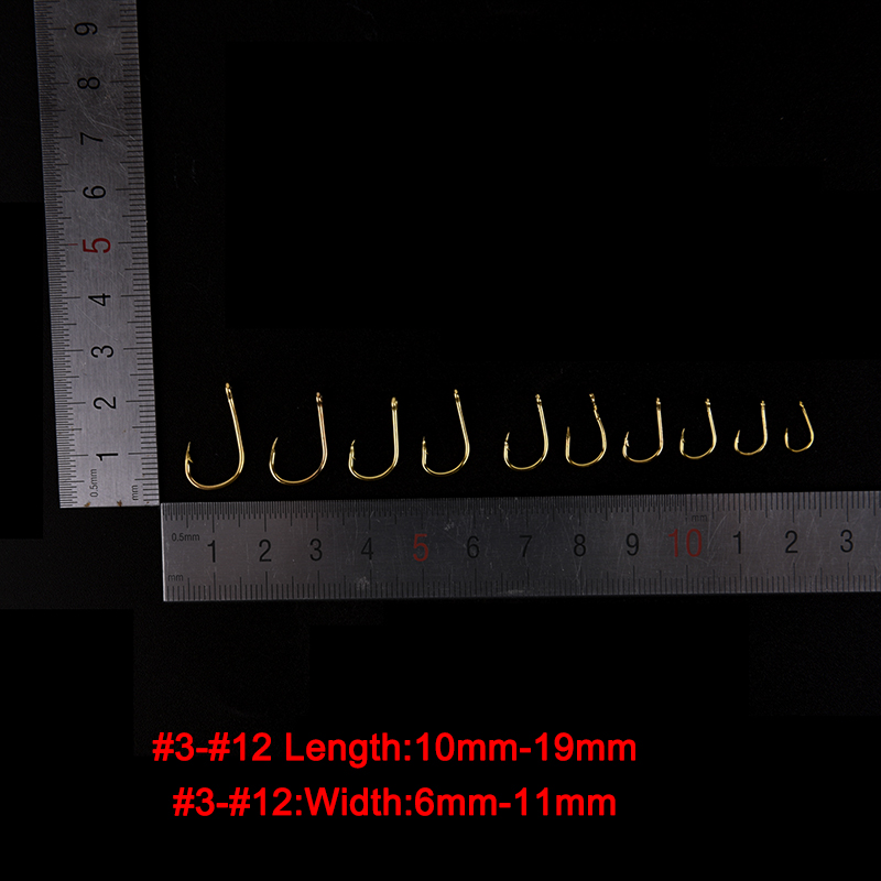 500pcs/set #3~#12 Fishing Hooks Carbon Steel Golden Fishhooks With Retail Box.