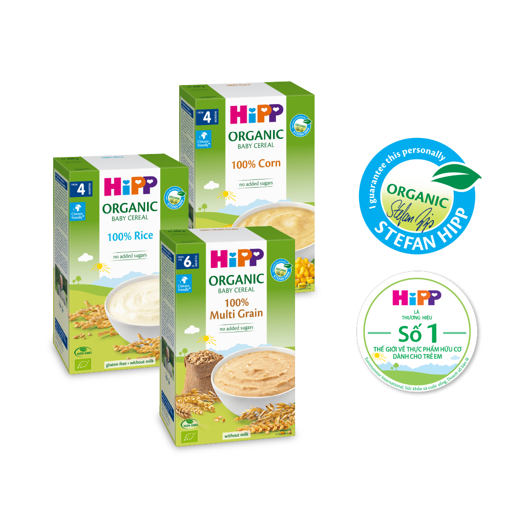 Bột ăn dặm HiPP 100% ngũ cốc hữu cơ không chứa sữa cho trẻ từ 4