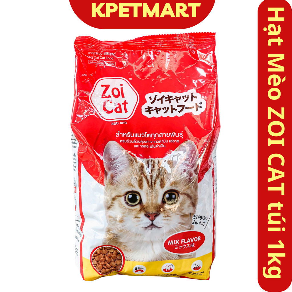 Thức ăn hạt cho mèo zoi cat gói 1kg - thức ăn cho mèo mọi độ tuổi zoicat - hạt cho mèo - kpetmart