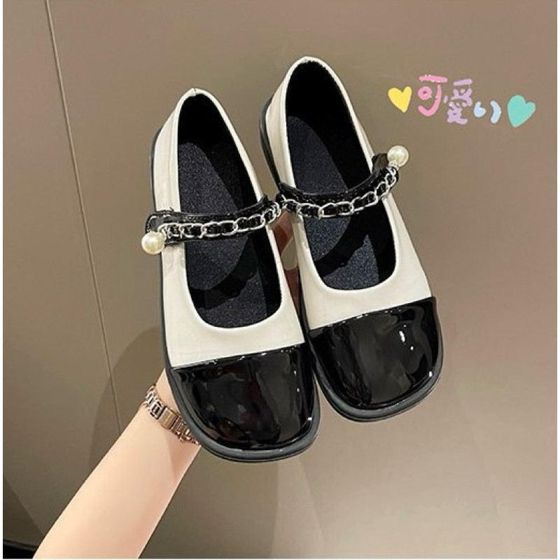 Giày búp bê da mềm phối xích ngọc hottrend  (fom to lùi 1 size)