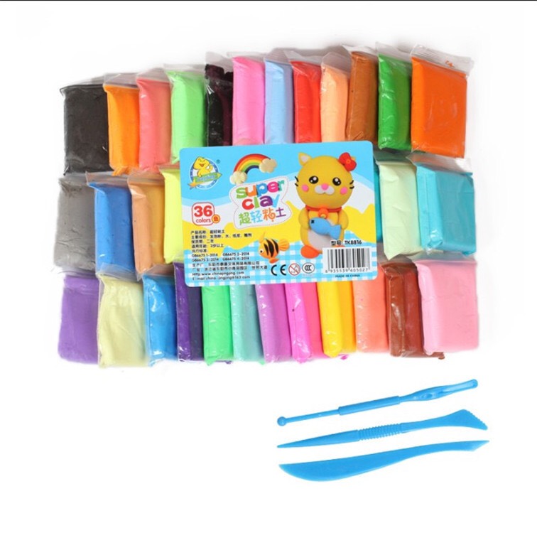 Đất sét Soft Clay tự khô siêu nhẹ tạo hình thủ công màu sắc Neon - gói 12/24/36 màu