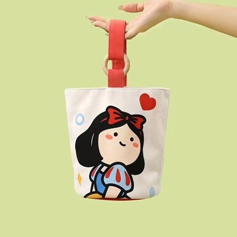 C&K Handbag Cloth Bag Fashion Printed Cartoon Canvas Bag Bucket Bag Carry Small Tote Bag Mommy Bag Lunch Bag