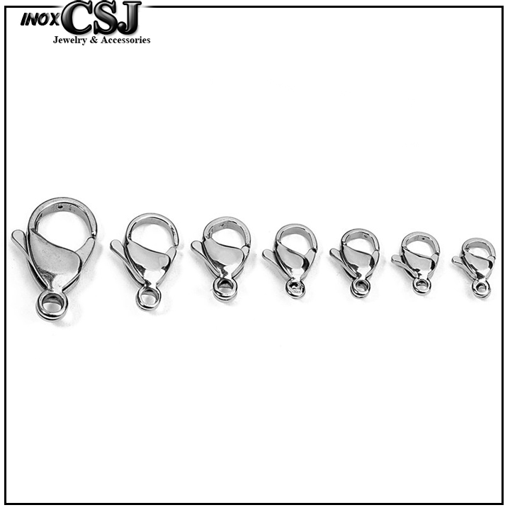 Combo 10 Khóa hoặc khoen tròn inox dùng làm lắc tay dây chyền đệp, không đen, không gỉ