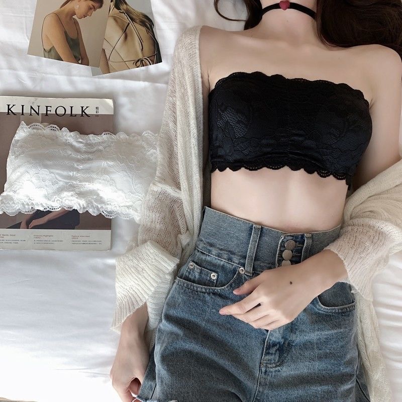 Áo Bra ren hoa quây ngực không cọng có mút đệm không dây cài sau siêu đẹp GuZ