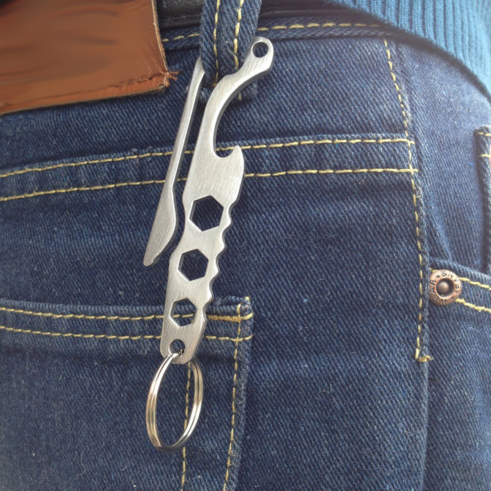 Magicaldream Pocket Key Holder Portable Keychain Tool Compact Stainless Steel Multitool with Key Ring and Bottle Opener Portable and Versatile Metal Multi-tool for Everyday Use