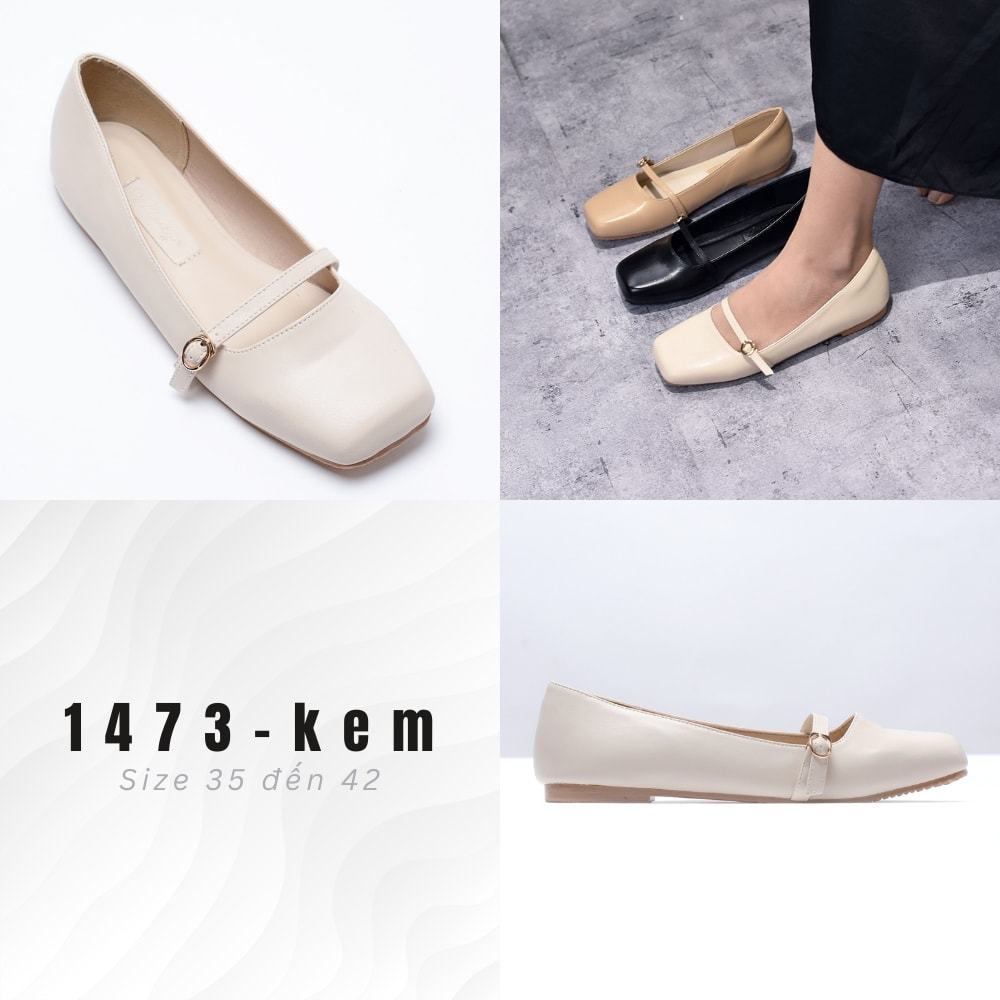 Giày Búp Bê Nữ Quai Ngang Phong Cách Hàn Big Size 40 41 42 Giày Bệt Mũi Vuông, Giày Mary Jane, Giày Bít Merly 1473