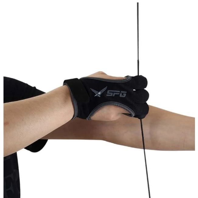 SHARROW Archery 3-Finger Leather Shooting Gloves - Cowhide Tab Guard For Bow Hunting & Target Practice