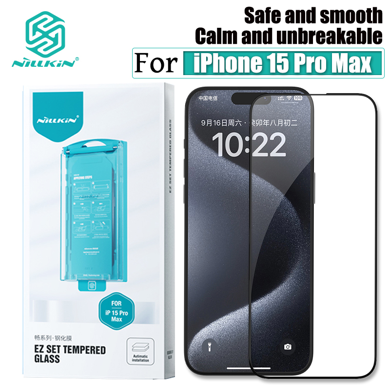 Nillkin EZ SET Tempered glass film suitable for iPhone 15 Pro Max screen protector, high-quality tempered film and equipped with installation tools