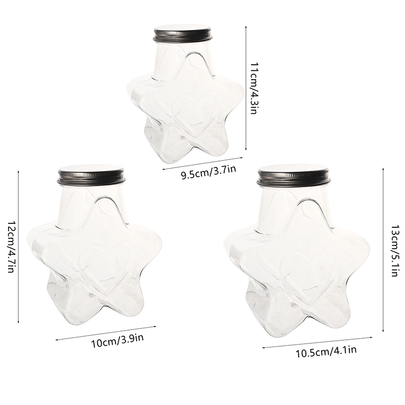 Star Shaped Doll Ornament Storage Box Plastic Bottle With Lids Food Storage Container Wide Mouth Jar Reusable Cookie Container.