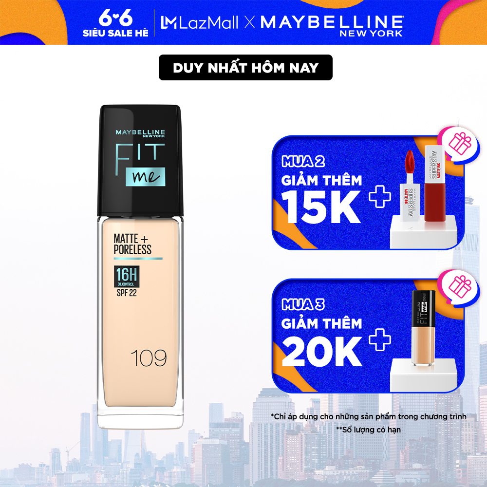 Kem Nền Mịn Nhẹ Kiềm Dầu Fit Me Maybelline New York Matte Poreless Foundation 30ml