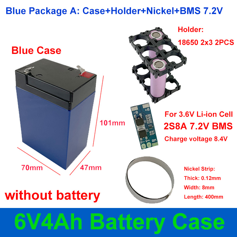 6V 4Ah Case 6V4Ah Box Without 18650 2x3 Holder 2S8A BMS 6V 6.4V 7.2V ...