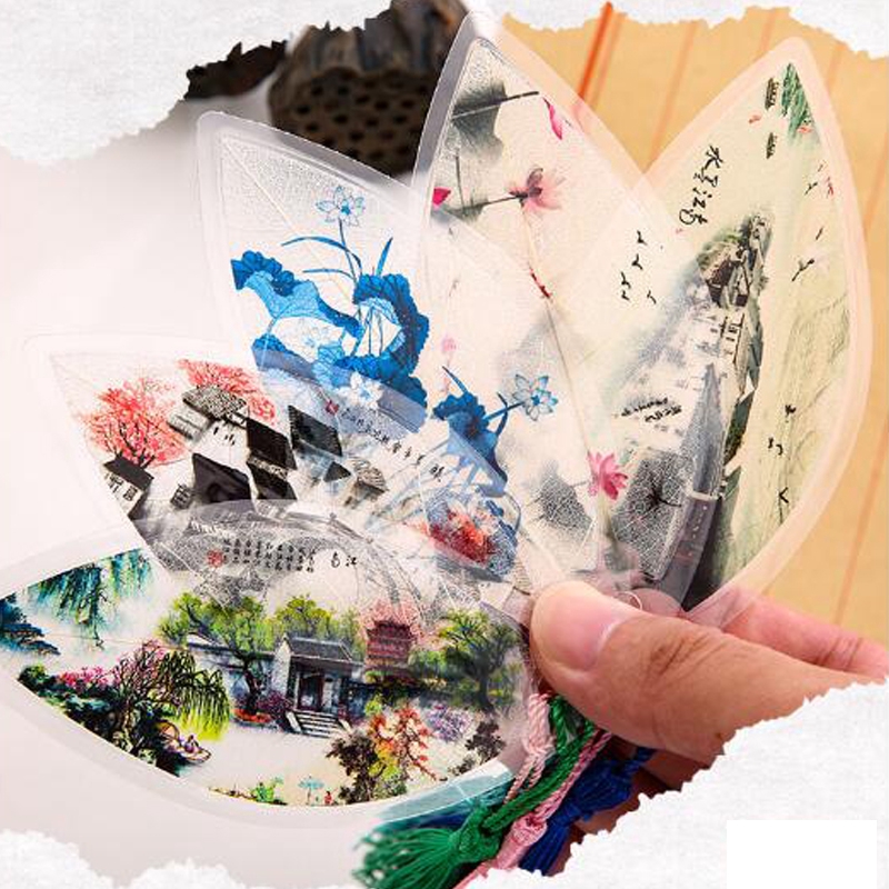 Hỗn hợp mô hình lá hình dạng phong cách Trung Quốc Bookmark với tua tự làm hoài cổ Bookmark