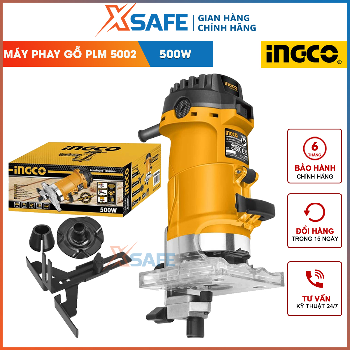 Milling Machine wood cutting edge ingco PLM5002 power 500W | milling machine portable high-grade material độ high strength, head Mounted nose milling: 6mm and 6.3mm, no-load speed: 33500rpm is used to cut the edge of the, milling groove, the edge…
