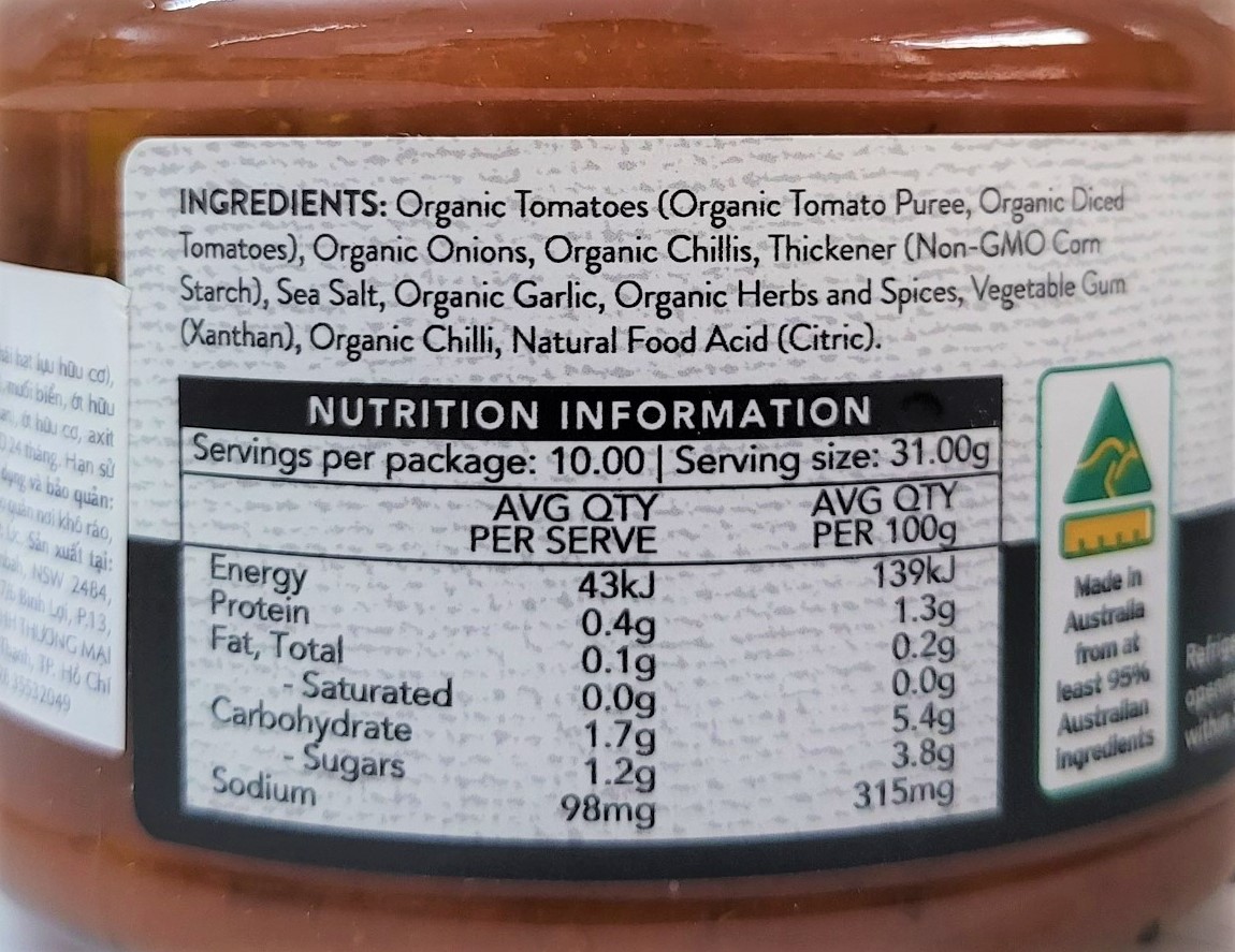310g - medium organic xốt salsa hữu cơ cay vừa australia ozganics salsa - ảnh sản phẩm 4