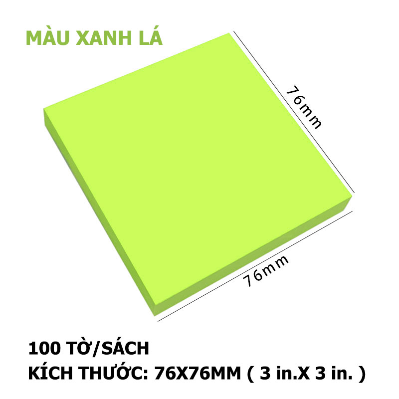 Giấy note, giấy ghi chú dạ quang 3x3 xấp 100 tờ nhiều màu