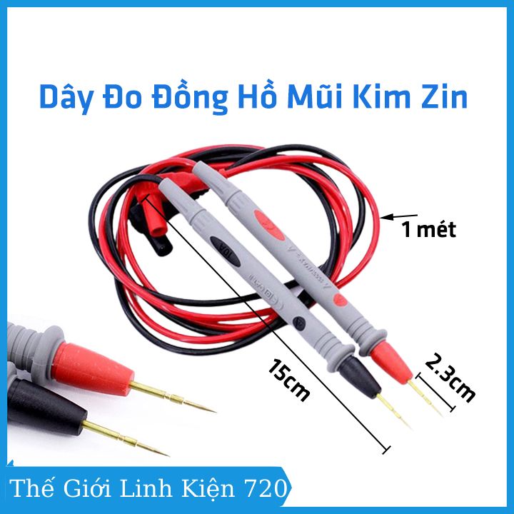 Dây đo đồng hồ vạn năng, que đo đồng hồ mũi kim loại zin 1000V 10A
