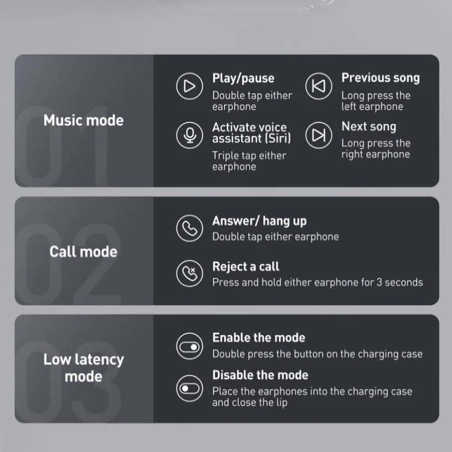 Tai nghe Bluetooth True Wireless Baseus Bowie Series E8 TWS (Bluetooth 5.0Super Fast chargeNearly No-delay HD Stereo)