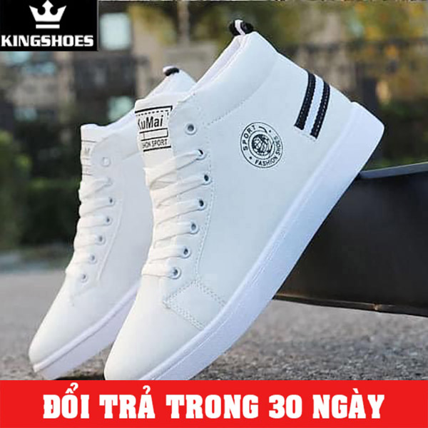 Giày nam thể thao sneaker trắng KINGSHOSES LC01 đẹp cho học sinh đi học đi làm cao cấp