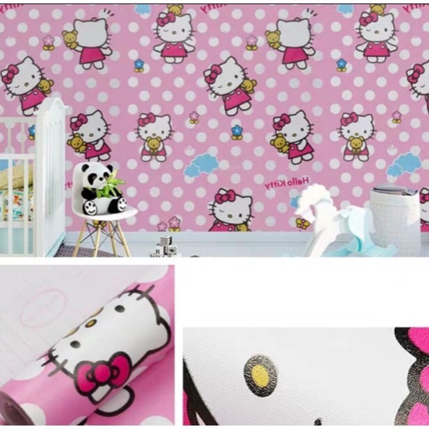 5 Mét Decal Giấy Dán Tường Khổ 45cm Có Sẵn Keo - MẪU HELLO KITTY CT004