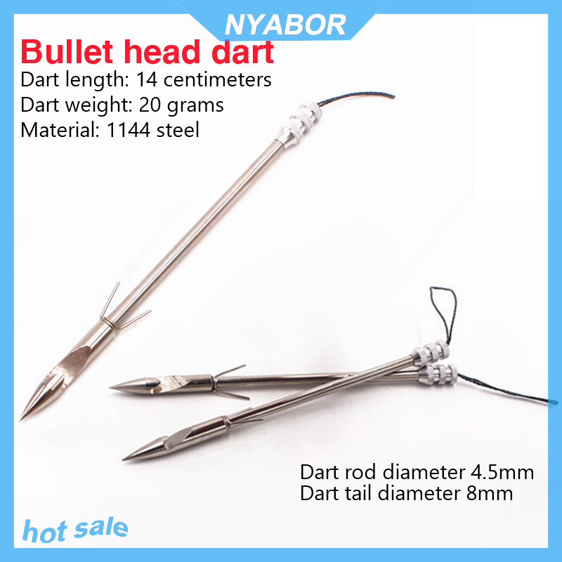 NYABOR Thép không gỉ câu cá phi tiêu ngoài trời mũi tên cá Sling Bow mũi tên bắn súng catapult phi tiêu săn bắn spearfishing công cụ