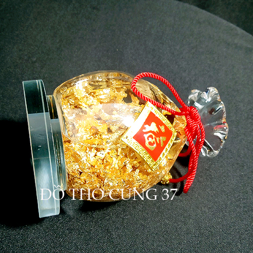 Túi vàng thủy tinh phong thủy đế thủy tinh [ may mắn thu hút tài lộc ]