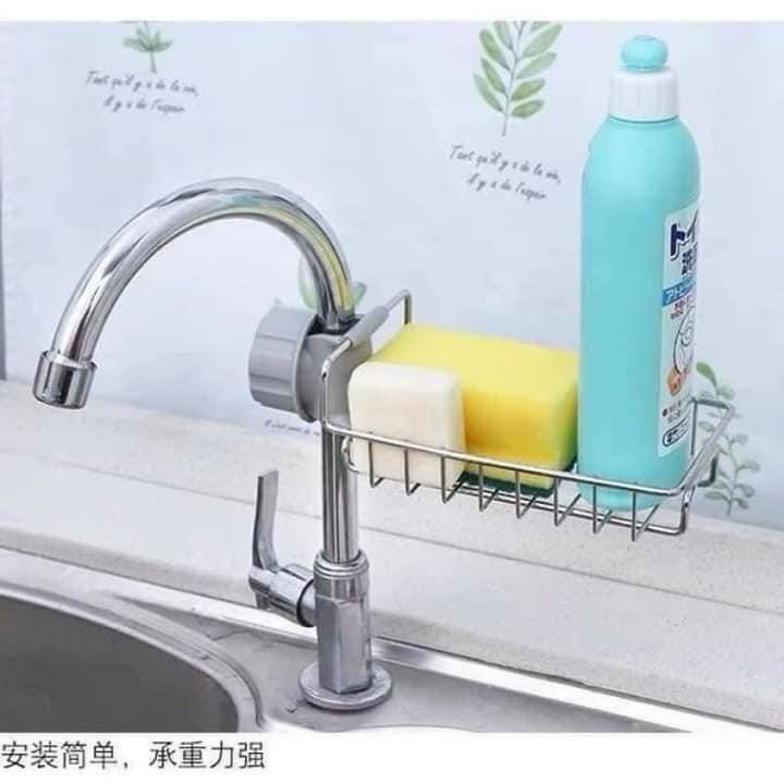 Kệ để đồ rửa chén bát Inox Gắn Vòi Nước bồn Rửa Chén