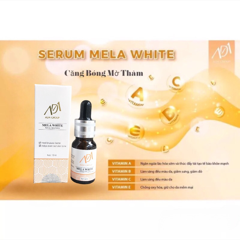 Serum Căng Bóng Mờ Thâm-Mela White-Ada Group- 10Ml