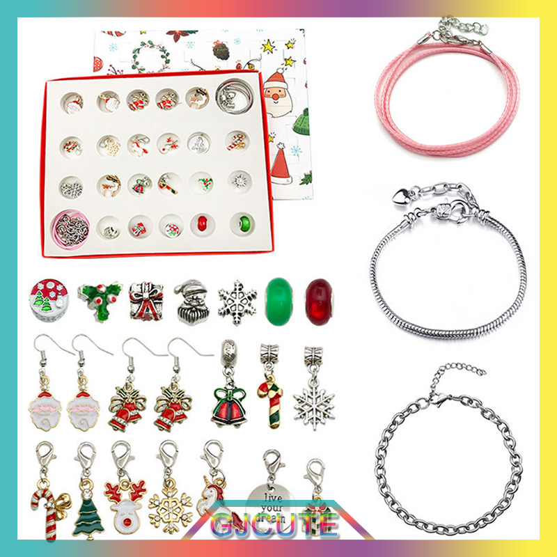 GJCUTE 24 chiếc mặt dây chuyền vòng cổ Hộp Treo lịch mùa vọng đếm ngược giáng sinh hộp quà giáng sinh bất ngờ tự làm vòng tay theo chủ đề giáng sinh