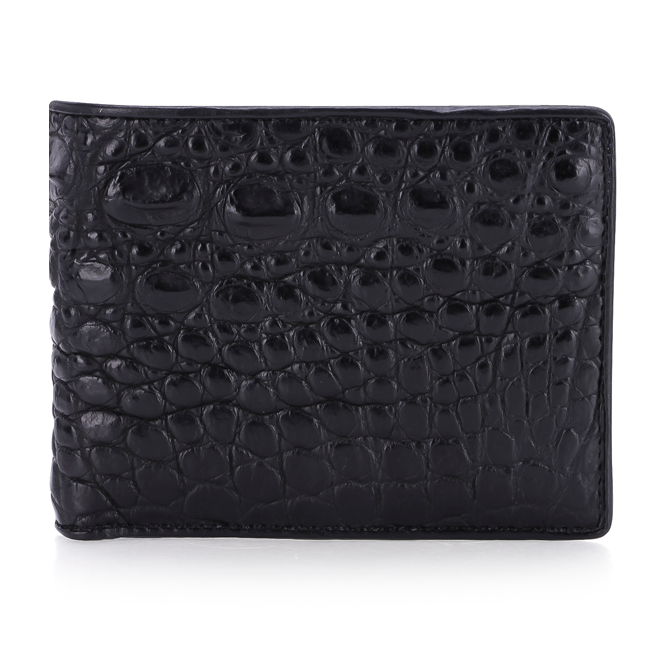 Men's black crocodile leather wallet