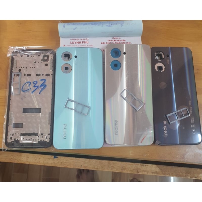 Vỏ realme C33 có khay sim khung sườn(ko kính cam)