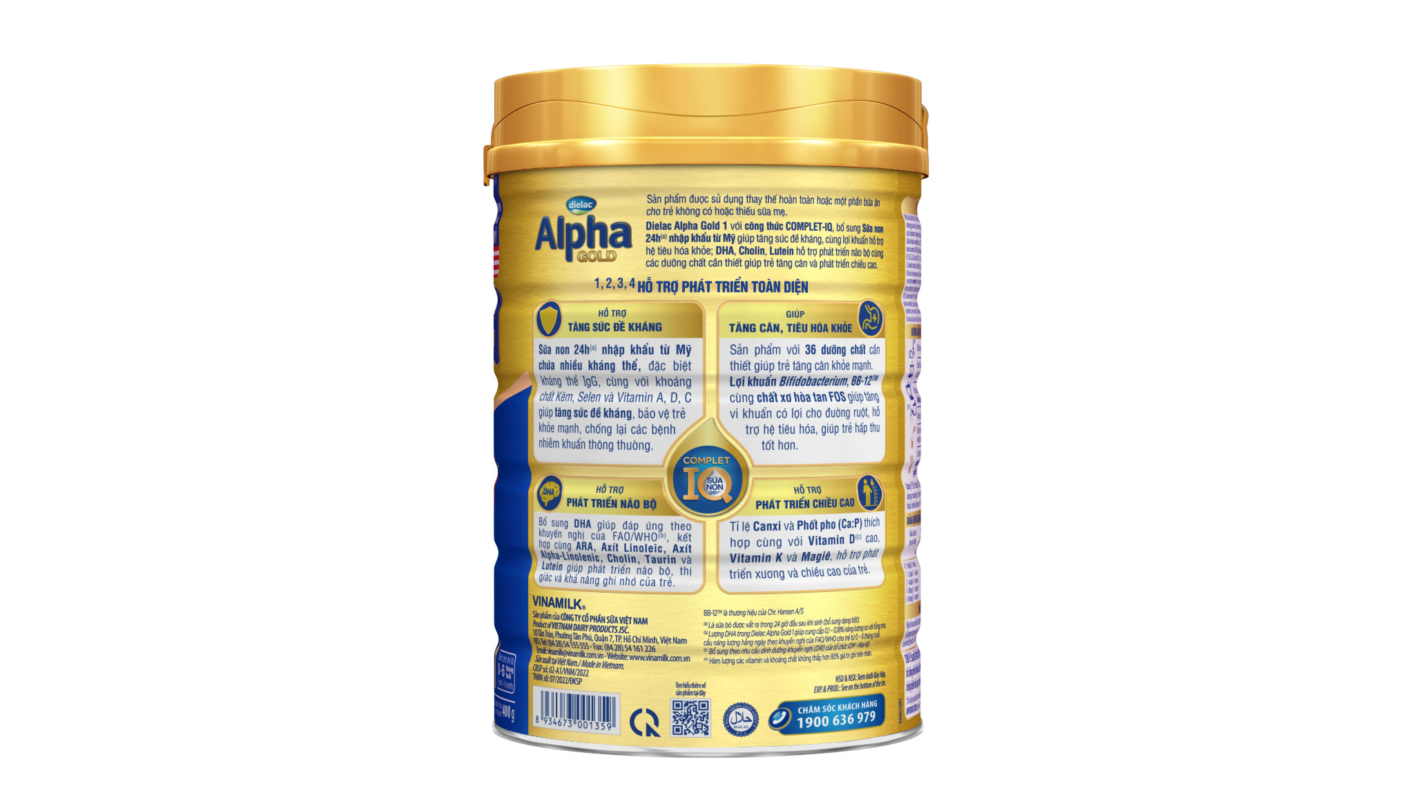 Sữa bột Dielac Alpha Gold 1 - lon 400g (cho trẻ từ 0 - 6 tháng tuổi) (sữa non) [Chính hãng] [date xa]