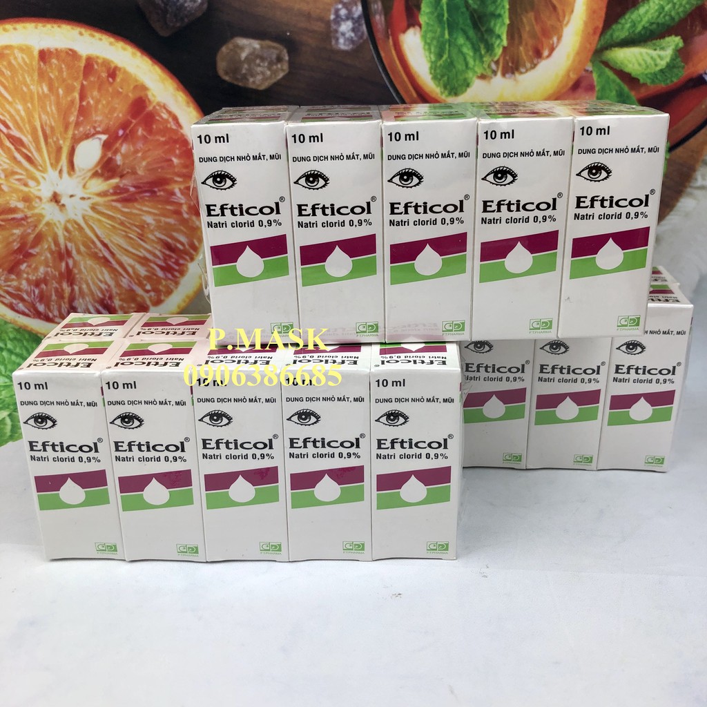Nước muối sinh lý nhỏ mắt mũi Efticol 10ml Combo 10 chai - Nước muối sinh lý Efticol