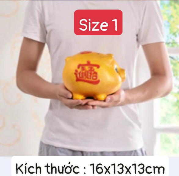 Lợn đất tiết kiệm mạ vàng kích thước từ nhỏ đến to khổng lồ